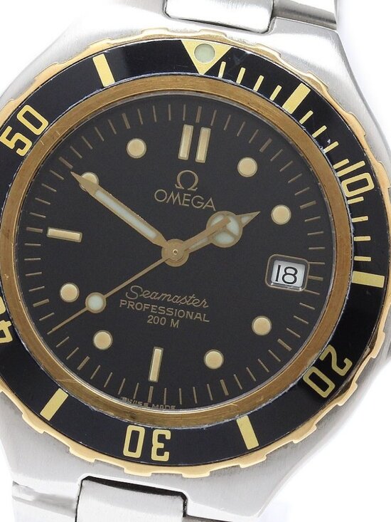 OMEGA Seamaster200m 369.1042 YG bezel Date Black Dial Quartz Men\'s Watch_973669 main image 8